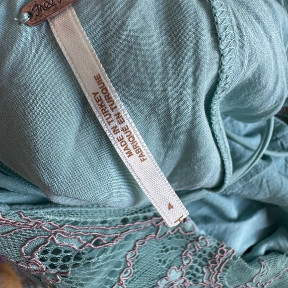 Free People Light Blue Lace A-Line Knee Length V-Neck Dress Size 4 - Picture 10 of 10